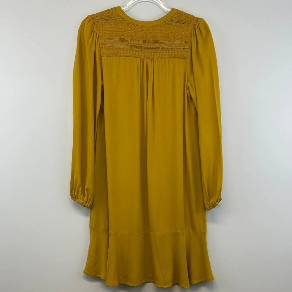 Maeve Anthropologie Ragonda Mustard Boho Tunic Mini Dress Long Sleeve 4
